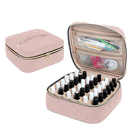 Yarwo Nail Polish Carrying Bag Holds 36 Bottles (15ml/0.5 fl.oz), Travel Storage Organizer for Nail Polish and Manicure Accessories, Dusty Rose (Bag Only, Patent Pending)