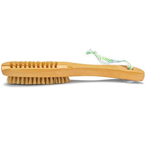 GranNaturals Wooden Nail Brush - Nail Cleaner Tool for Fingernail, Toenail - Dry Clean Scrubber with Thick Bristles and Wood Handle - Manicure and Pedicure Supplies for Gardeners, Mechanics, Salon