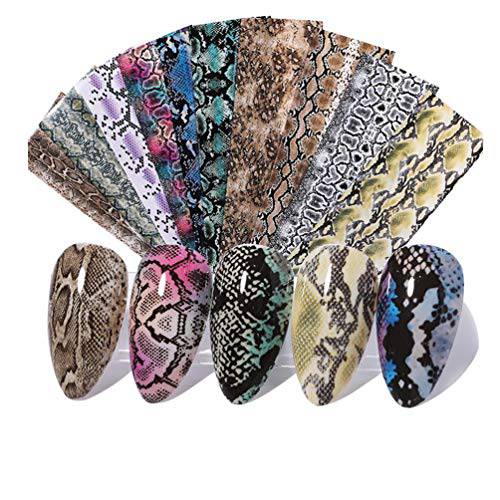 20 Pcs Snake Nail Decals Nail Art Decoration Snake Skin Print Design Nail Foils Holographic Starry Sky Foil
