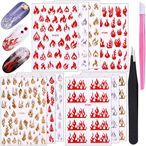 KINGMAS 50 Sheets Nail Art Stickers, DIY Nail Decals Butterfly, Flowers, Feathers etc Colorful Watermark Transfer Nail Stickers for Nails Design Manicure Tips Decor (Classic (Water Transfer))