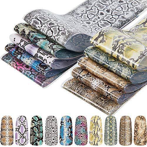50 Sheets Snake Nail Foil Transfer Stickers Holographic Snake Nail Decals Snake Print Nail Design Stickers for Women Girls DIY Nail Design Manicure