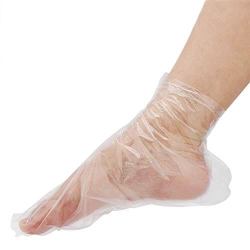 200PCS Clear Plastic Disposable Booties, Paraffin Bath Liners for Foot Pedicure Hot Spa Wax Treatment, Larger Thicker Thermal Therapy Feet Covers Bags Plastic Socks Liners