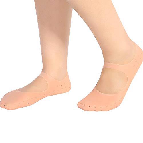 Silicone Socks, 1 Pair of Foot Anti-Cracks Protective Foot Care Socks Prevention Tool, for Care of Cracked Feet in Dry Skin Unisex(S-Skin Color)