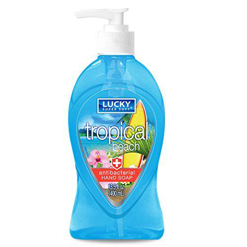 Lucky Super Soft Antibacterial Liquid Hand Soap, Caribbean Beach, 13.5 Fluid Ounce