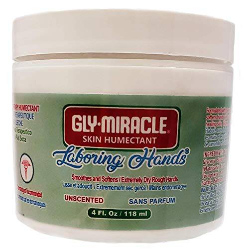 GLY MIRACLE Laboring Hands Skin Humectant 4 oz Gel Hand Cream Protective Layer Locks Intense Healing Moisture to Repair Extremely Dry Cracked Callous Hands & Cuticles Smooths & Softens UNSCENTED