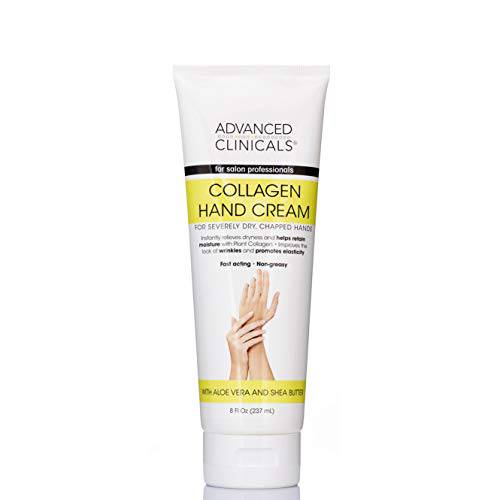 Advanced Clinicals Collagen Hand & Body Cream Skin Care Moisturizer Lotion For Dry Cracked Skin. Soothing & Hydrating Plant Collagen Lotion W/ Aloe Vera, Green Tea, & Shea Butter, Large 8 Fl Oz
