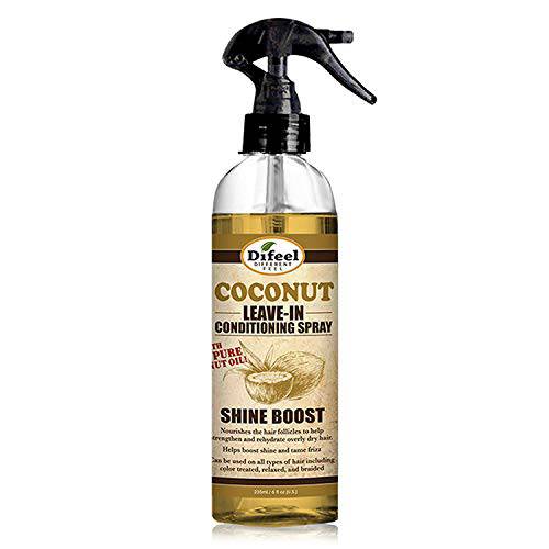 Difeel Shine Boost Leave in Conditioning Spray with 100% Pure Coconut Oil 6 ounce