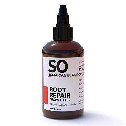 SO Jamaican Black Castor Oil | Root Repair Growth Oil | 100% Natural Moringa, Avocado & Aloe Vera Oils to Revive Your Scalp and Roots for Stronger Shinier Hair | 4 Fl Oz. / 118 mL