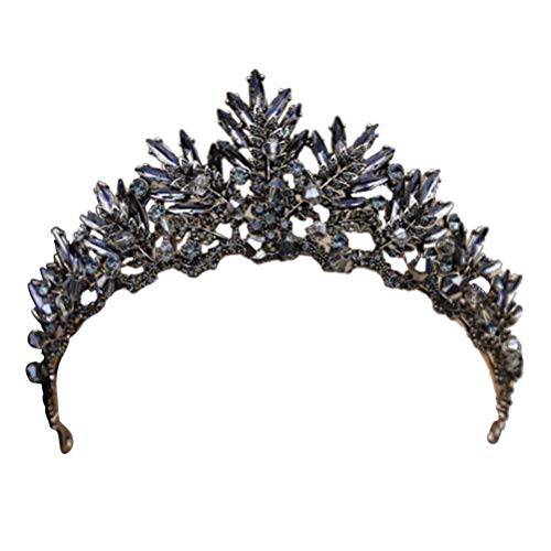 Beaupretty Gothic Baroque Crown Vintage Tiara Luxury Headpiece for Wedding Party(Black)