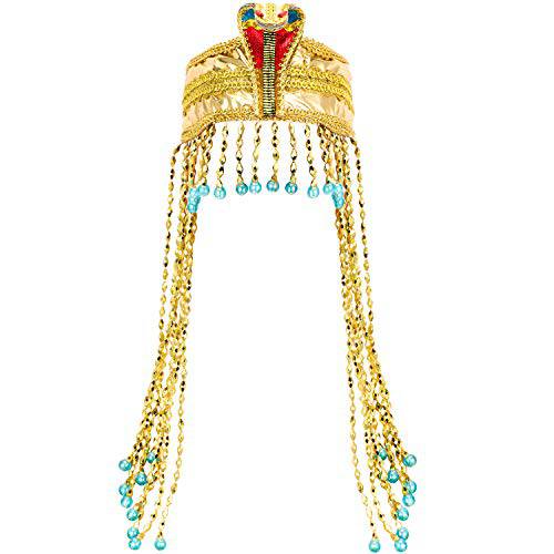 WILLBOND Women’s Egyptian Headpiece Crown Snake Beaded Headband Women’s Egyptian Costume Accessory Beaded Headdress
