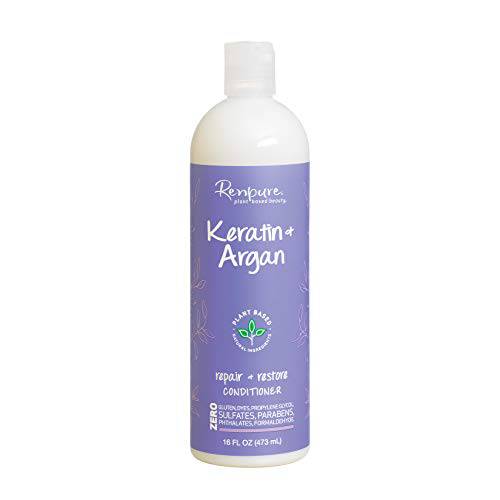 Renpure Plant Based Natural Keratin & Argan Oil Deep Conditioner – Moisturizing Coconut & Argan Oil Natural Conditioner – Sulfate free, Color Safe Eco Friendly Product for Fine Dry Damaged Curly Hair