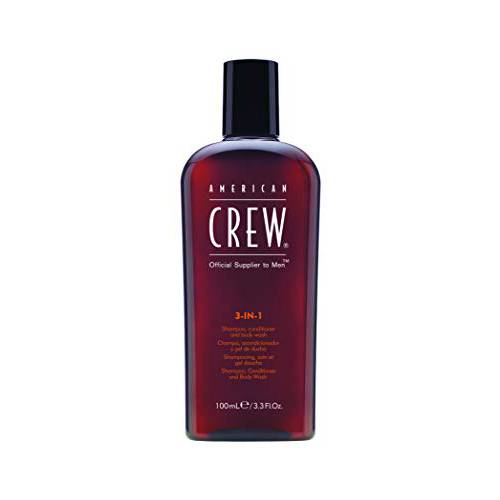 Shampoo, Conditioner & Body Wash for Men by American Crew, 3-in-1, 3.3 Fl Oz