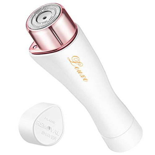 Facial Hair Remover for Women, Leuxe Painless Hair Removal Waterproof Shaver Razor with LED Light for Peach Fuzz Fine Hair Chin Cheek Upper Lip (Rose)