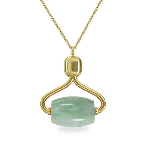 Alana Mitchell Jade Face Roller Necklace – Jade Roller for Face, Neck & Eyes – Bring Anywhere Face Roller Skin Care Tools – 100% Authentic Jade Massage Roller – Self Care Facial Roller Necklace