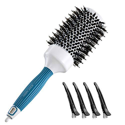 Professional Large Round Brush for Blow Drying, Joycarry Boar Bristle Roller Hair Brush with Nano Thermal Ceramic & Ionic Tech, Round Styling Brush Enhance Shine & Volume (2 Inch) | 4 Free Hair Clips