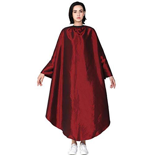 Iusmnur Barber Cape for Hair Cutting Coloring - Professional Hair Salon Cape with Adjustable Metal Clip Shampoo Hair Cutting Cape for Salon and Home - 53 x 61 inches (Wine Red)