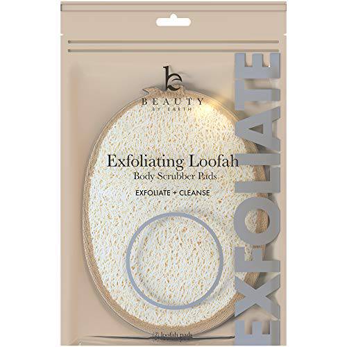 Exfoliating Loofah Sponge Body Scrubber - Pack of 2 Natural Loofah Sponges, Shower Body Exfoliator Scrubbing Pads for Removing Dead Skin