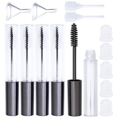 5 Pack 10ml Empty Mascara Tube with Eyelash Wand, Shangling Eyelash Cream Container Bottle with Funnels Transfer Tools for DIY Mascara Container