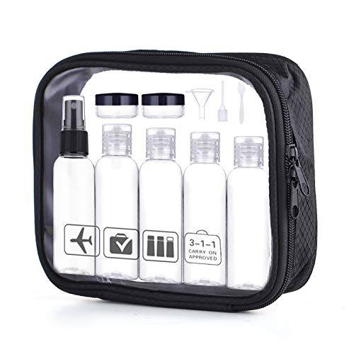 Squeezable Travel Bottles Containers Tsa Approved with Clear Quartz Size Bag, Refillable Plastic Bottles for Toiletries and liquids