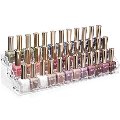 HBlife Clear Nail Polish Organizer 3 Tier Acrylic Display Rack Holds Up to 36 Bottles