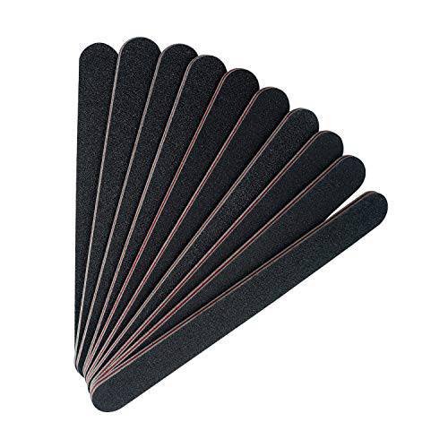 10 Pieces Professional Nail Files Double Sided Emery Board (100/180 Grit) Black Washable Nail Files, Fingernail Buffering Files for Home and Salon Use