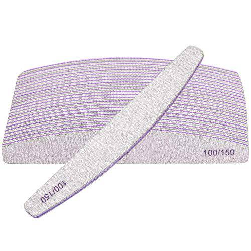 25 Pcs Nail Files 100/150 Grit Double Sided Washable Emery Board for for Poly Nail Extension Gel and Acrylic Nails