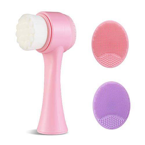 Dual-action facial cleansing Brush Scrubbers, Soft Bristle Facial Brush, Face Silicone Scrubbers for Women, Silicone Body Scrubbers, Back Bath Shower Brushes (Soft Bristle Brush)