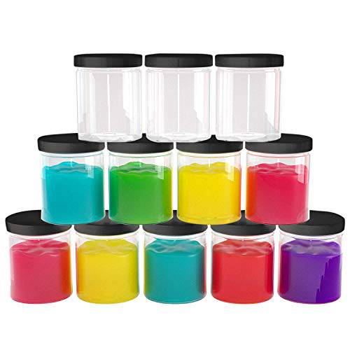 6 oz Plastic Jars with Lids (12 pack) - Clear Empty Containers for Body Lotions, Creams, Butters - Great for Storage and Organization of Crafts, Teas, and Spices