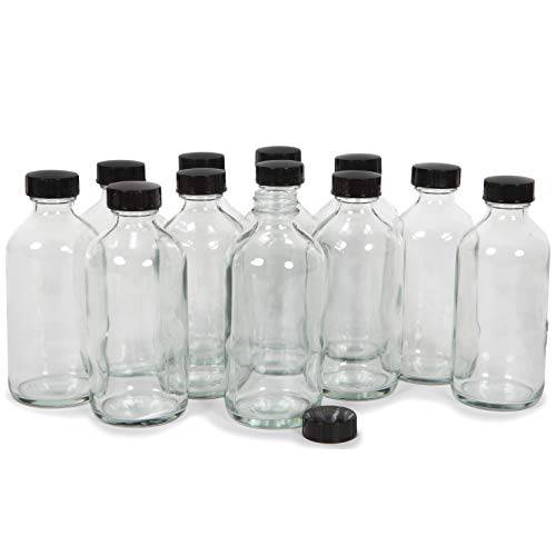 Vivaplex, 12, Clear, 8 oz Glass Bottles, with Lids