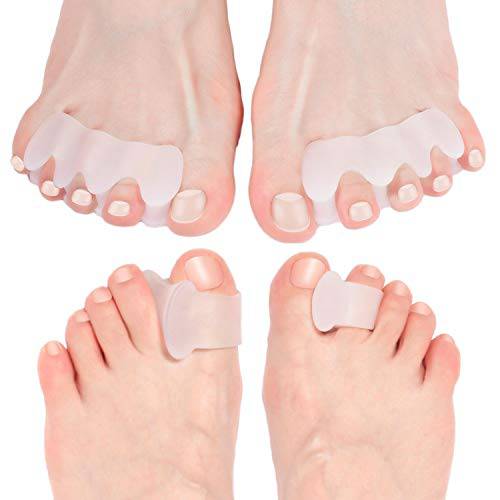 Anatomical Toe Separators, Straighteners & Spacers + 8 Pieces Individual Toe Spacers Bundle