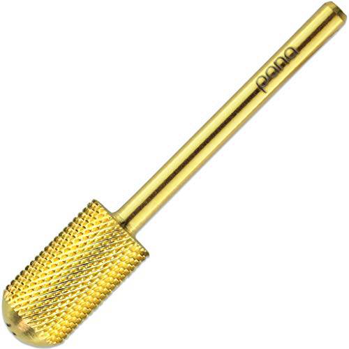 Beauticom® Pana Brand Professional Large Smooth Round Top Dome Barrel Carbide Bit 3/32 & 1/8 Shank Size (Available Grit: F, M, C, XC, XXC) (F (Fine) 3/32, Gold Color)