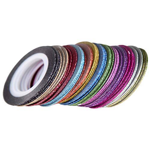 Beaupretty Striping Tape for Nail Art Narrow Line Mix Color Rolls Nail Sticker Line DIY Glitter Nail Decorations 52 Rolls