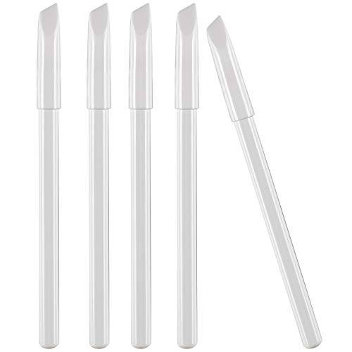 PAGOW 5 Pieces White Nail Pencils 2-In-1 Nail Whitening Pencils with Cuticle Pusher for DIY French Art Manicure Supplies, Perfect Nail Art Decoration Tool Nail Polish Remover Set