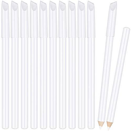 12 Pieces White Nail Pencil 2-in-1 Nail Whitening Pencils French Nail Design Pencils with Cuticle Pusher for DIY Nail Design Manicure Supplies