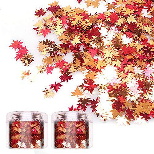 Fall Nail Art Glitter Marijuana Sequins 2 Box Autumn Gradient Maple Leaves Nails Decorations Supply Manicure Tips Accessories