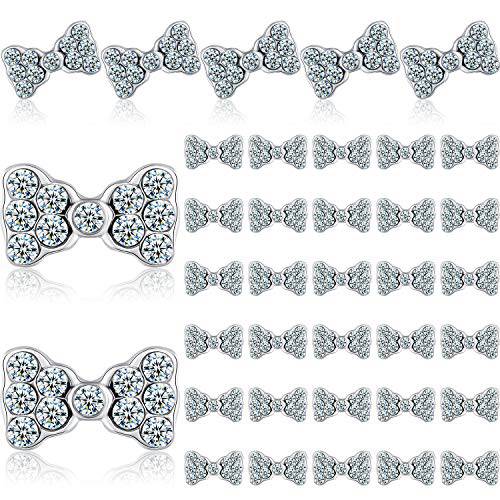 40 Pieces 3D Bow Nail Charms Bow Tie Design Nail Design Slices Rhinestone Alloy Bow Nail Design Decals Bow Nail Design Decoration for Women Girls DIY Nail Design
