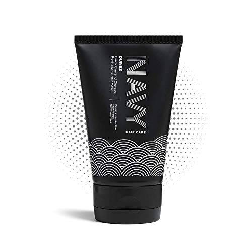Navy Hair Care Hydrating Hair Mask - 4 Fl oz | Clay Hair Mask for Dry Damaged Hair | Hair Growth & Repair Mask | Paraben Free & Vegan Friendly | Dunes - Black Clay and Charcoal Revitalizing Mask