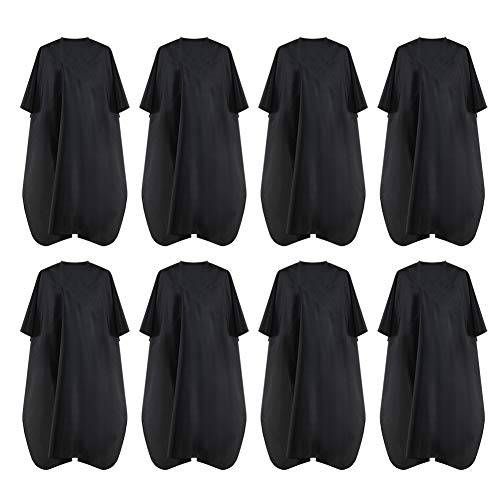 Black Waterproof Hair Salon Cape Professional Barber Cape with Metal Snap Closure Hair Cutting Cape for Adults Water Resistant Hairdressing Cape 59 x 47 (Pack of 8)