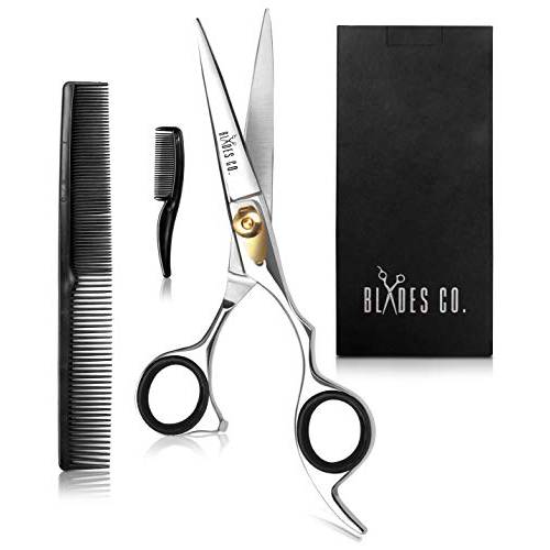 Beard Trimming Scissor 6.5 Inches with Two Mustache Combs & Carry Pouch - Mustache Scissor Men Beard Grooming Scissor