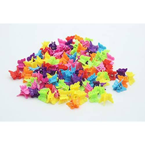100 PCS Mini Butterfly Hair Clips for Girls and Women,(Colors in Random)