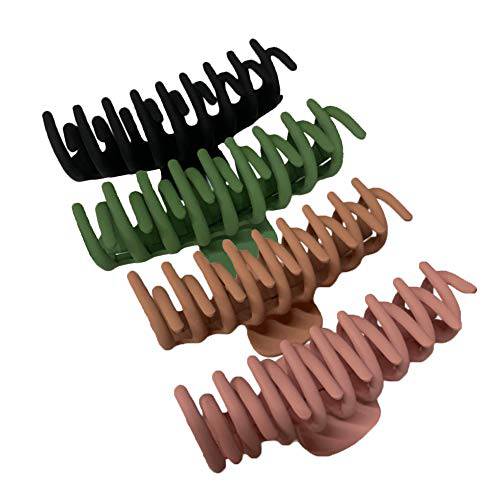 JSY Large Hair Claw Clips for Thick Hair Long for Women Nonslip for Thin Hair Strong Hold Hair Clips 90’s Fashion Hair Styling Accessories As Combs 4 Colors (4 Packs)
