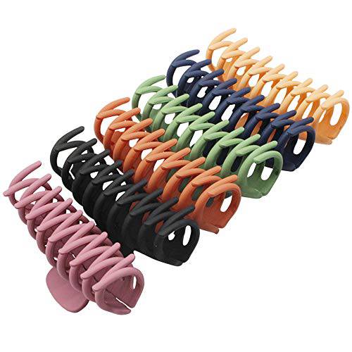 AOBLAH 6Pcs Nonslip Big Hair Claw Clips for Women and Girls Super Strong Hold 4.3 Inch Large Hair Clips for Thick Hair Cute Acrylic Banana Hair Clip Fashion Matte Hair Clips(6 colors)