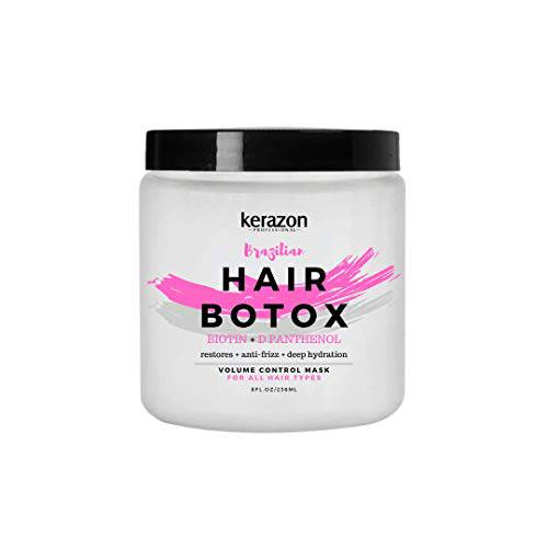 KERAZON Intensive Brazilian Hair Botox Treatment For All Hair Types, Thermal Activated Hair Mask with Stronger and Long Lasting Volume And Frizz Control. Formaldehyde Free. Packaging may vary.