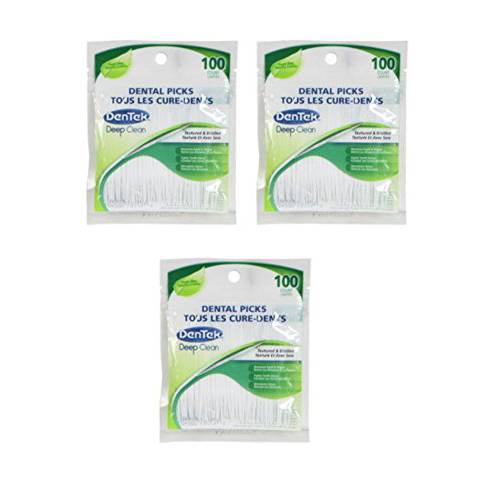 Dentek Deep Clean Bristle Dental Picks Mint 300 Count (Pack of 3, 100 Ct Each)