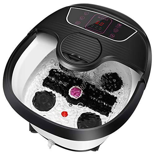 ACEVIVI Foot Spa, Auto Foot Bath Spa Massager with Heat and Bubbles, Temp+/- Offer a Heated Pedicure Foot Spa in Home, Foot Soaker with Acupressure Massage Point for Soothe & Relax Tired Feet (Black)
