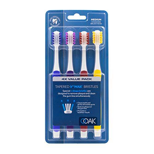 OOAK Toothbrush, Tapered V++Max Medium Bristles, 6 Pack - Multiple Colors