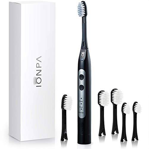 IONIC KISS IONPA DH Home Black Special Bundle Ionic Power Electric Toothbrush Black, 2×Regular, 2×Wide, 2×Compact Brush Heads, Made in Japan, DH-311 BK