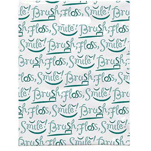 Practicon 1109685 Brush Floss Script Scatter Print Bags, 9 x 12 (Pack of 100)