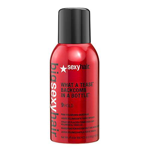 SexyHair Big What A Tease Backcomb in a Bottle Firm Volumizing Hairspray| Up to 72 Hour Humidity Resistance | All Hair Types, 4.4 Fl Oz (Pack of 1)