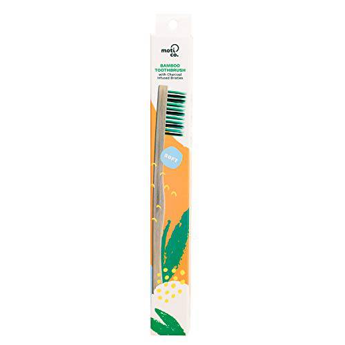 Bamboo Toothbrush - Soft Charcoal Bristles - Eco-Friendly and Biodegradable - Healthier Teeth and Planet by Moti Co.